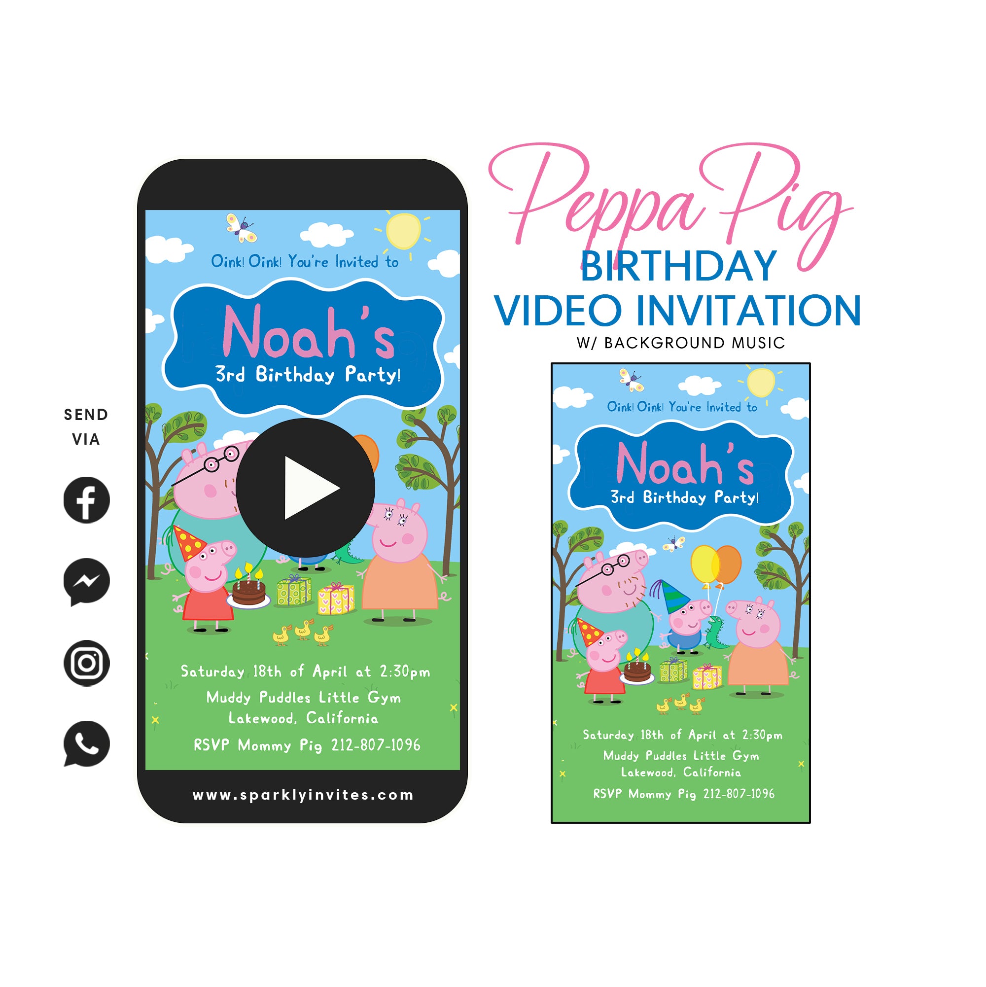 Vídeo de invitación a la fiesta de cumpleaños de George Pig y Peppa Pig –  Sparkly Invites