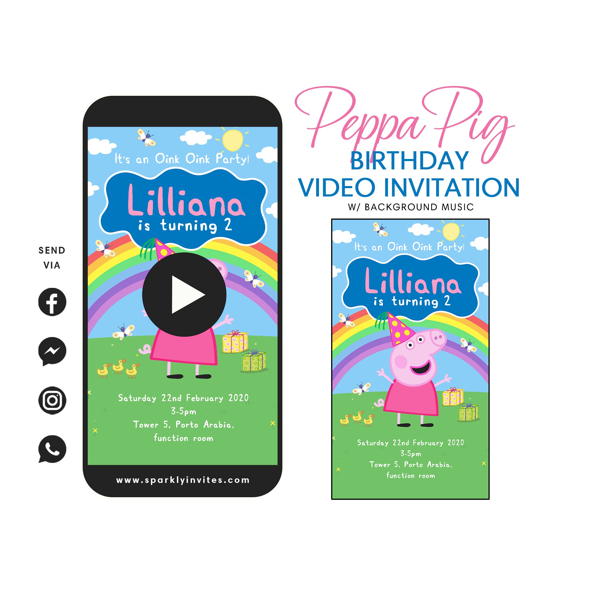 Peppa Pig Video Invitation – Sparkly Invites