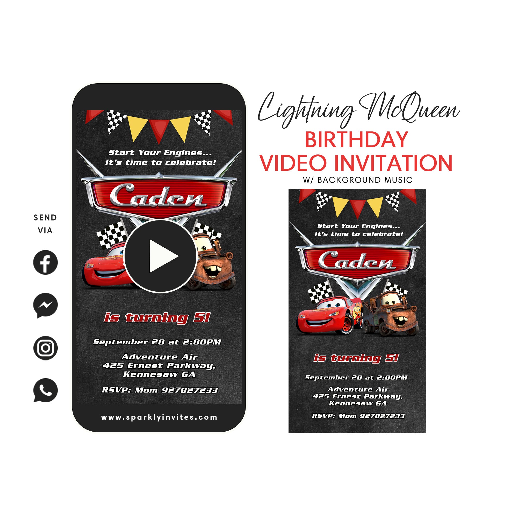 Cars Mcqueen birthday video invitation