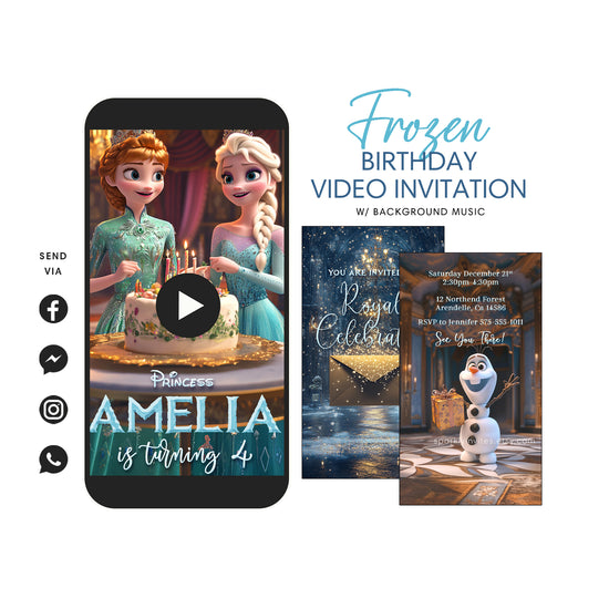 Frozen Birthday Anna Elsa Video Invitation