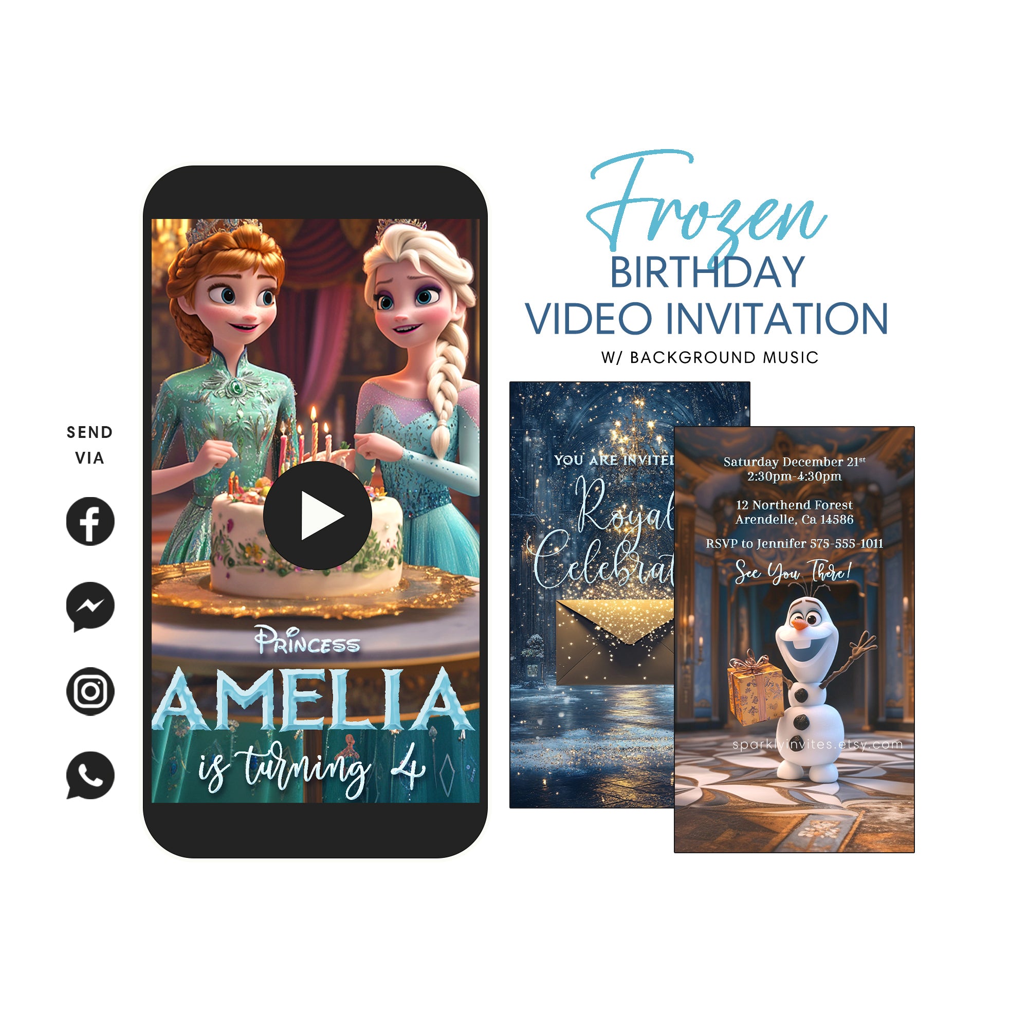 Frozen Birthday Anna Elsa Video Invitation