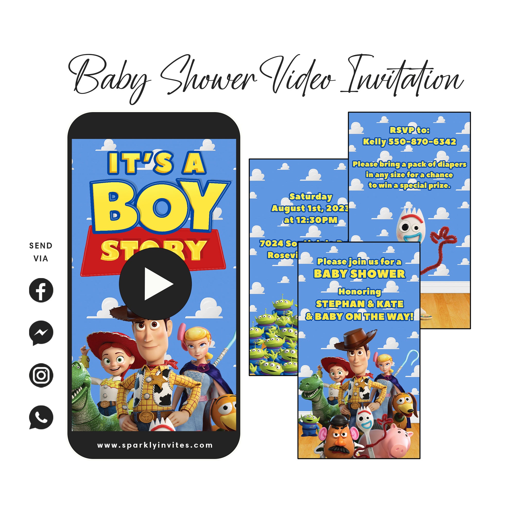 Toy story baby shower clearance invites