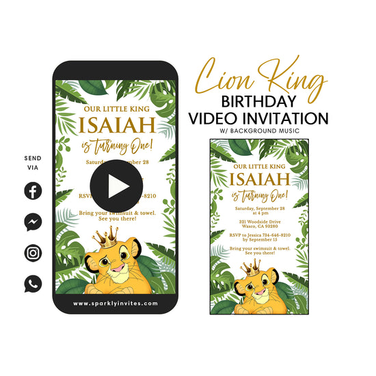 simba birthday video invitation