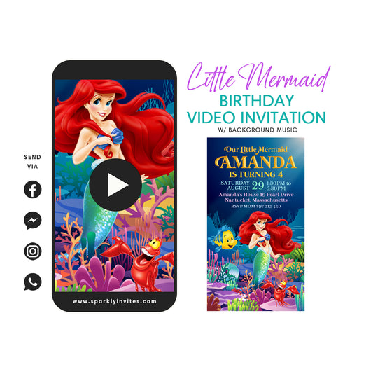 Little mermaid ariel video invitation