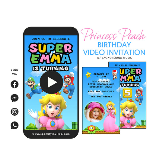 Princess Peach Super Mario Video Invitation
