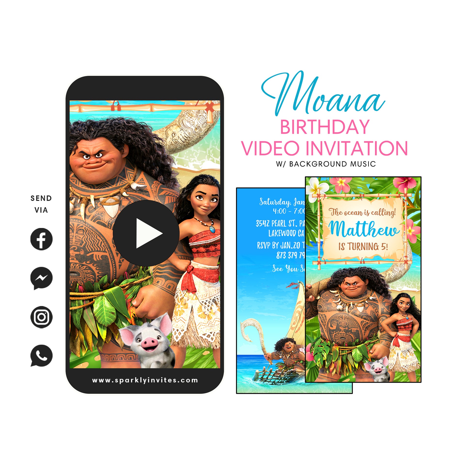 Moana Maui Party Video Invitation