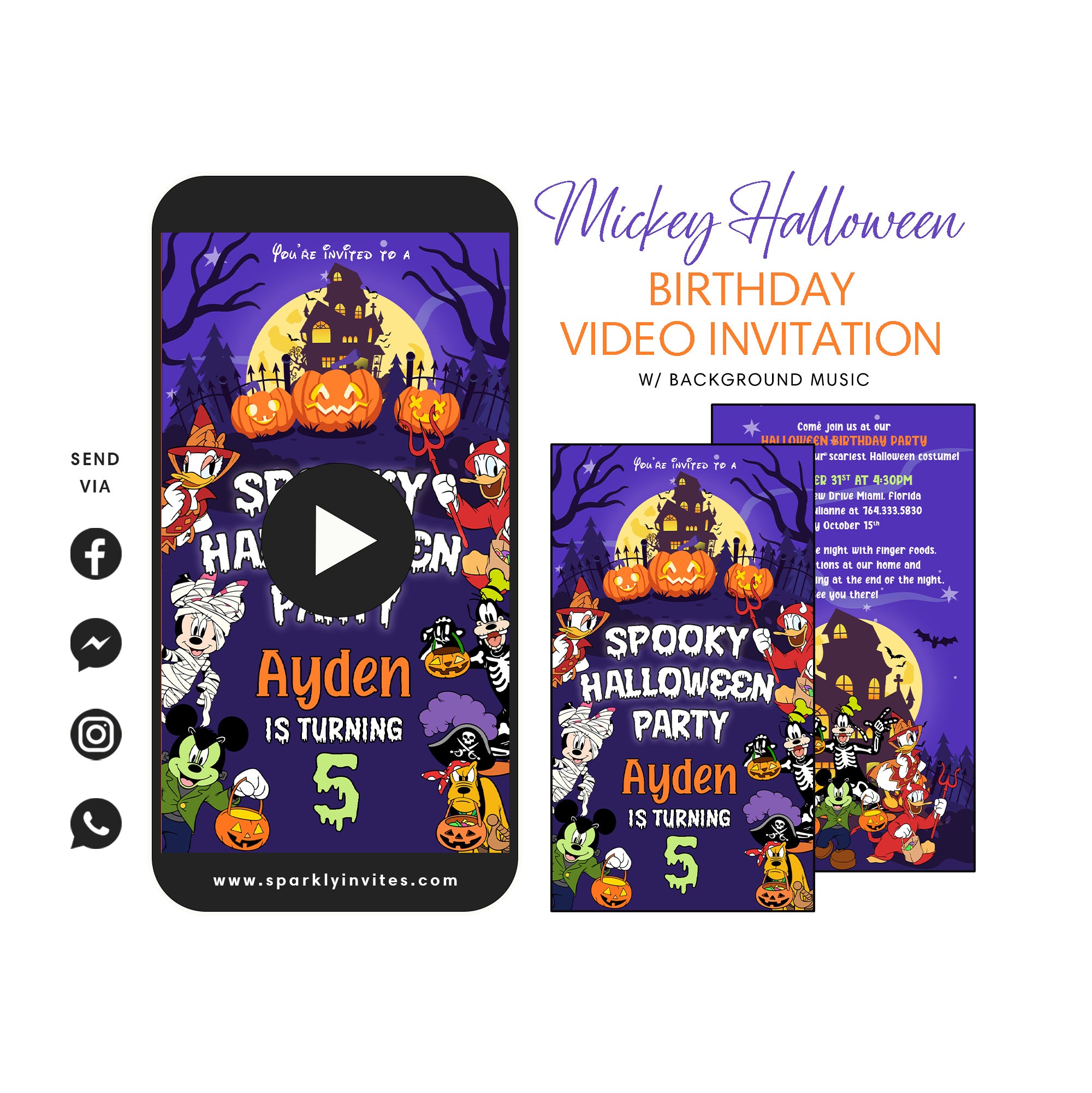 Mickey Halloween Party Video Invitation 