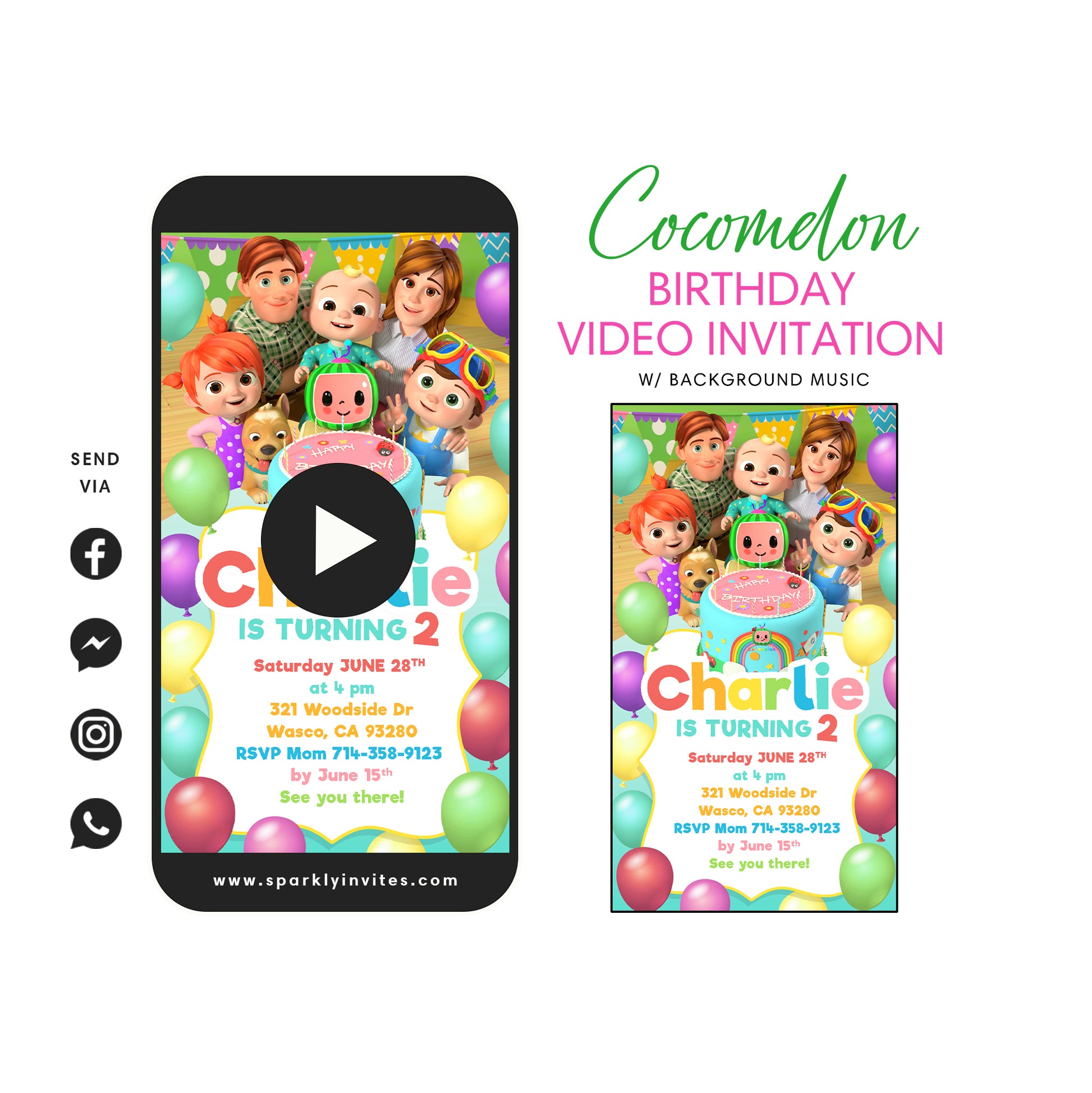 Cocomelon Birthday Party Video Invitation