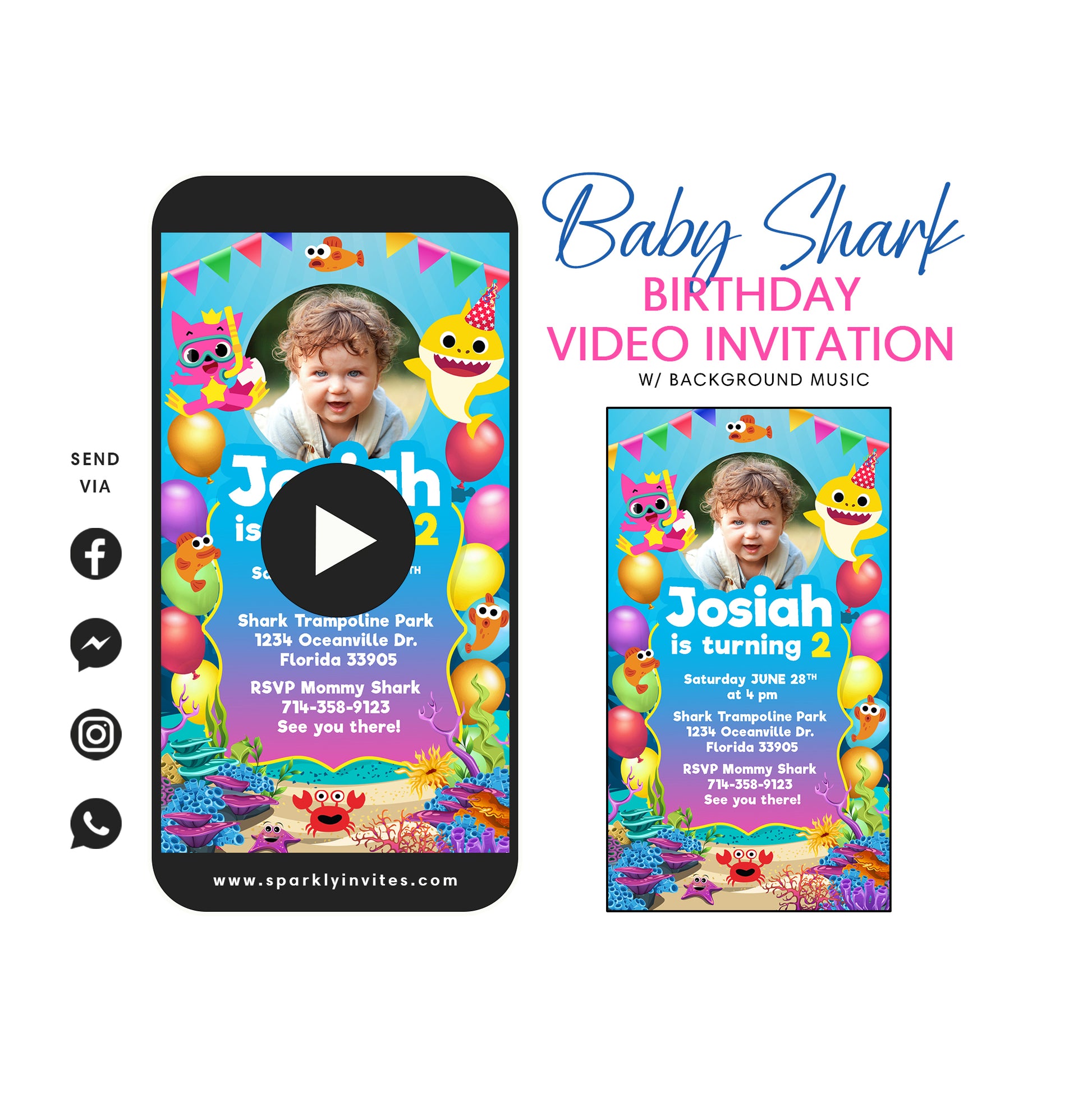Baby Shark party video invitation