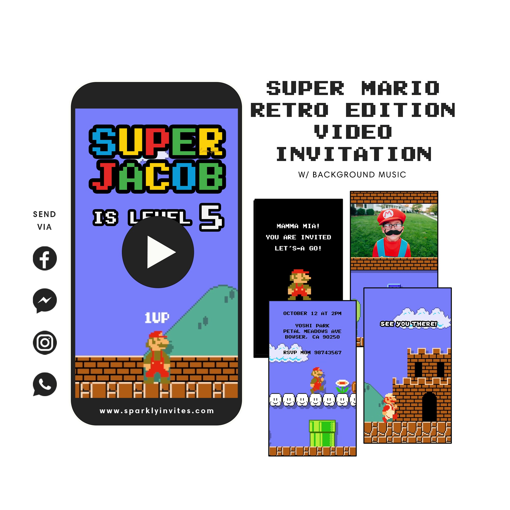 Mario Retro Video Invitation 