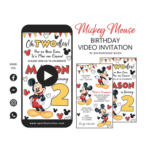Mickey Mouse Video Invitation Etsy