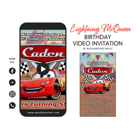 Invitación de video de Cars Rayo McQueen 